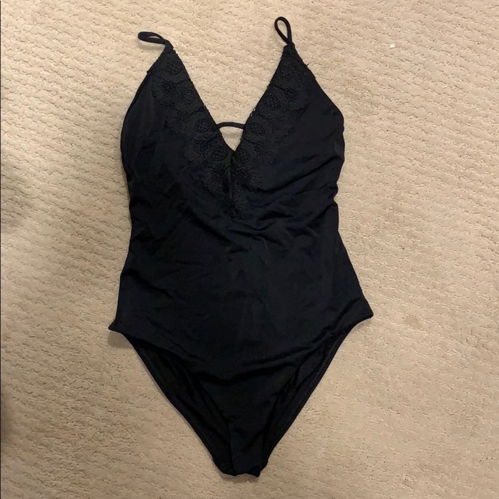 Black one piece bathing suit